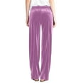 thumbnail image 4 of FRSASU Women's Velvet Pants Drawstring Elastic Waist Wide Leg Palazzo Pants Solid Color Lounge Pants with Pockets Pink, 4 of 9
