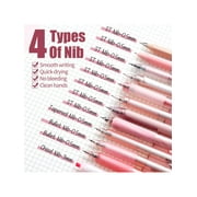 Four Candies Retractable Pink Pen Set, 11Pcs Black Ink Gel Pens(0.5mm), 1Pcs Pink Highlighter, 0.5mm Fine Point for Journaling, Writing and Note-Taking