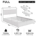 thumbnail image 2 of Fabato Base Cama Matrimonial - 4 cajones de Almacenamiento - Cabecera Matrimonial con Luces Led, 1 Puerto USB, 1 Puerto C - 13 Soportes de Metal y topes Antideslizantes (Blanco), 2 of 7