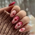thumbnail image 1 of Hake Nails Rhspayh Valentines Short Almond con corazón rojo x24, 1 of 7