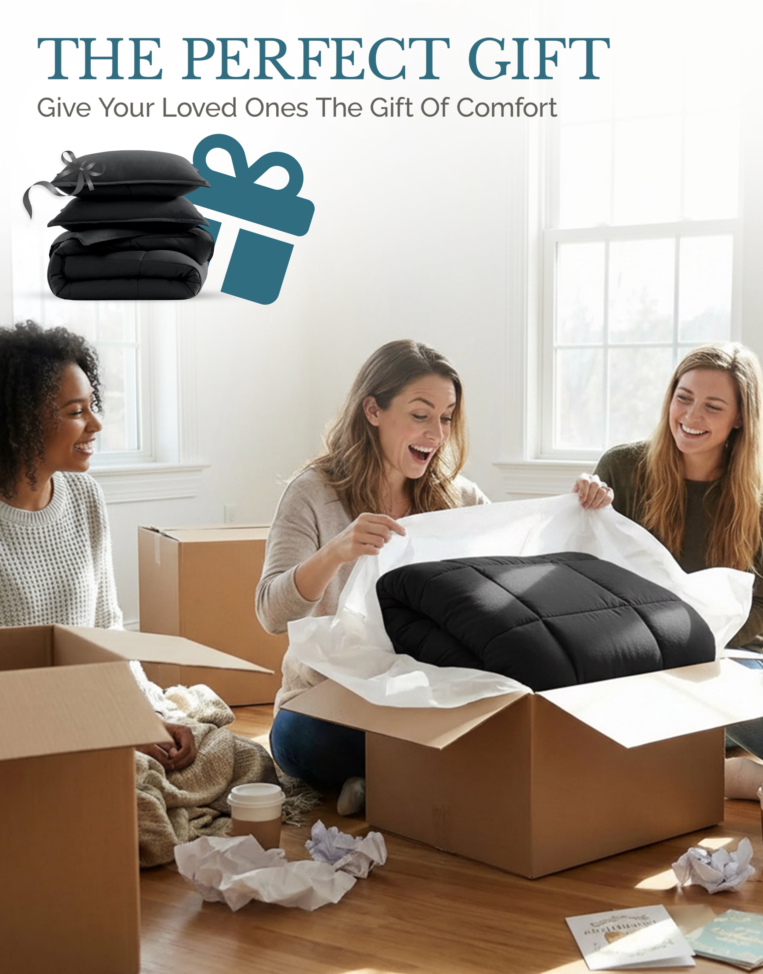 Casa Platino King Size Comforter Set - Duvet Insert King Size, Pre-Washed Ultra Soft, Breathable & Cozy, 100% Brushed Microfiber King Bed Comforter Set- Fade Resistant Comforter King Size Set - Black