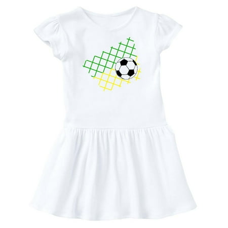 

Inktastic Soccer Ball Net with Brazillian Flag Colors Gift Toddler Girl Dress