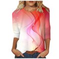thumbnail image 1 of YDLCAFD Pâques Femmes Été Mode Décontractée Col Rond Impression Drôle T-Shirt Manches Trois-Quarts, 1 of 5