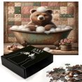 thumbnail image 3 of Ambesonne Rustic Jigsaw Puzzle, Farmhouse Grizzly Bear Bath, Heirloom-Quality Fun Activity for Family Durable Cardboard, 1000 pcs, Chocolate Rose Green, 3 of 6