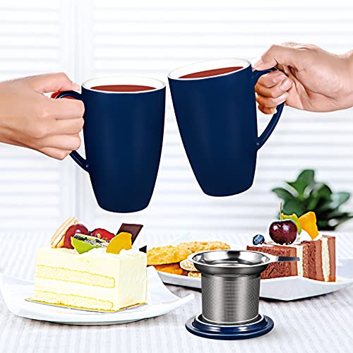 Tea Cup with Lid, 500ml 16oz Ceramic Tea Mug with Infuser, Tea Cup with  Stainless Steel Filter, Tea Cup with Infuser, Tea Mugs with Infuser and  Lid