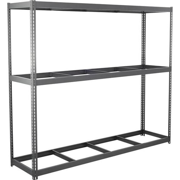 Global Industrial BC36967N3 3 Shelf Heavy Duty Channel Boltless Shelving Starter, No Deck - Gray - 96 x 36 x 72 in.