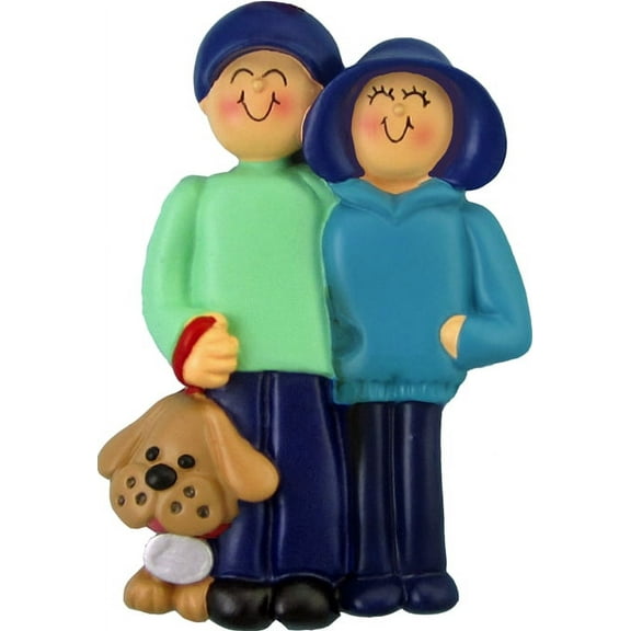 Family & Dog 2 People Personalized Christmas Ornament DO-IT-YOURSELF