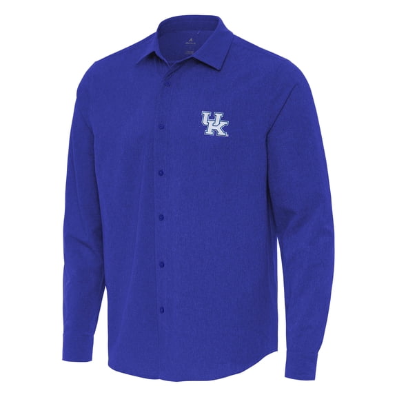 Men's Antigua Royal Kentucky Wildcats Exposure Woven Long Sleeve Button-Up Shirt
