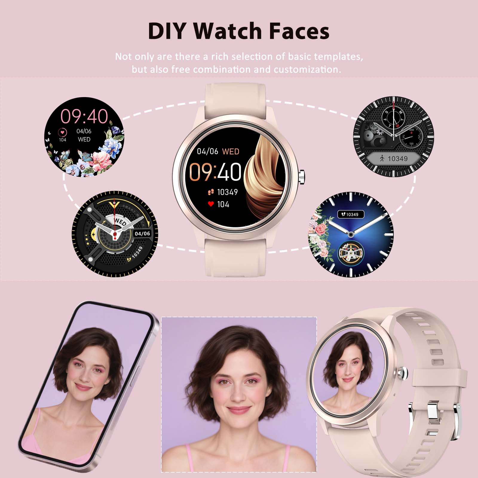 Cyberdyer Smart Watch Fits for Android and iPhone, IP67 Waterproof Smartwatch for Women Men 100+ Sports Modes 1.32-inch Fitness Tracker,Bluetooth Call, Long Standby, for Thanksgiving Halloween Gift