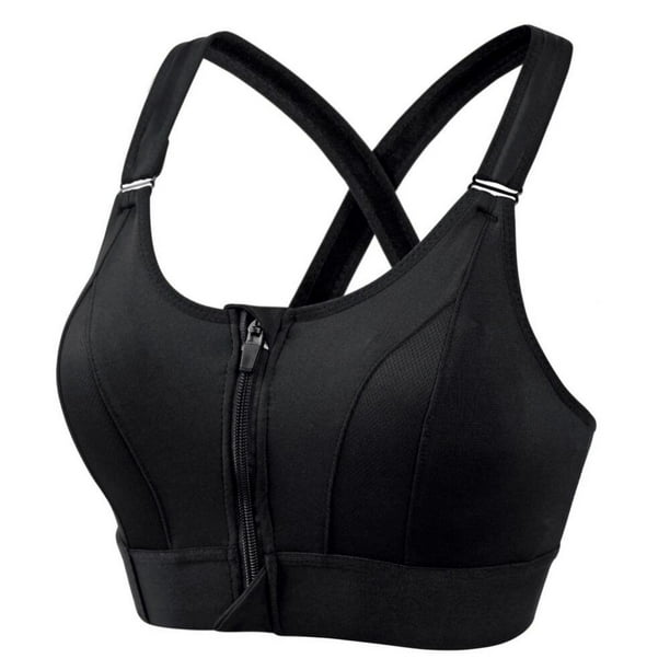 Spdoo Zipper in Front Sports Bra High Impact Strappy Back Support