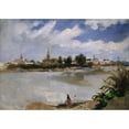 thumbnail image 2 of Frank Buchser 14x11 Black Ornate Wood Framed Double Matted Museum Art Print Titled: View of Seville Across the Guadalquivir (1857), 2 of 5