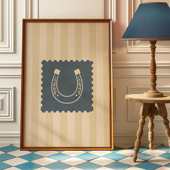 Vintage Western Horseshoe Wall Art Print, Retro Rustic Mid Century Modern Decor Home Decor #2209, Unframed Poster Size 8x12