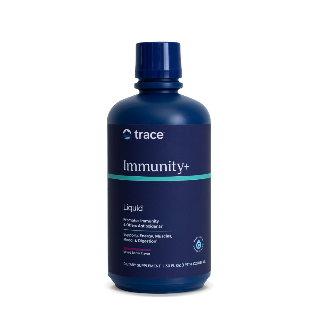 Trace Minerals Liquid Immunity with Elderberry and Zinc, Mixed Berry, Elderberry, zinc, and vitamins C and D with ionic trace minerals. Supports the immune system. Sugar free.