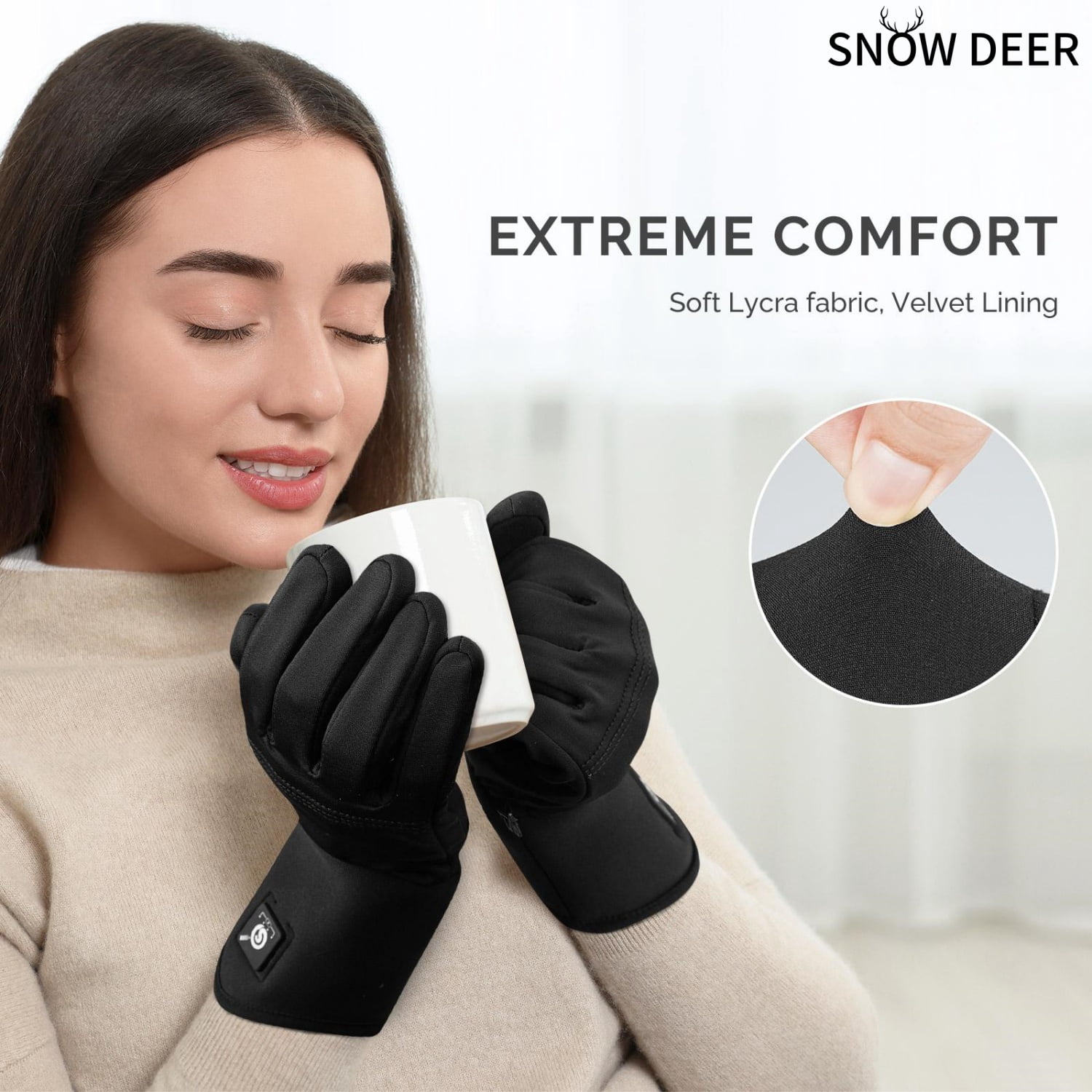 SNOW DEER Heated Glove Liners for Men Women, Rechargeable Battery Electric Heated Gloves, Winter Warm Glove Liners, Thin Gloves Riding Ski Snowboarding Hiking Cycling Hand Warmers