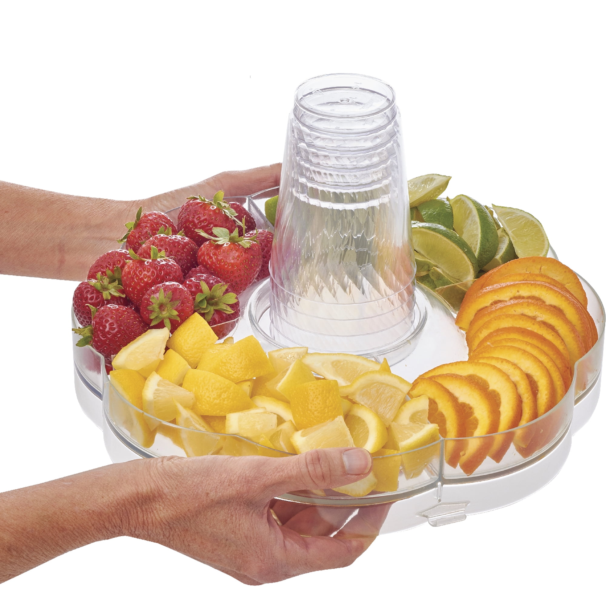 Buddeez 3.5 Gallon Break-Resistant Tritan Beverage Dispenser with Removable Ice-Cone and Party Top Lid that Holds Cups, Sweeteners, Garnishes and More
