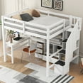 thumbnail image 4 of Harper & Bright Designs Wood Loft Bed Full Size with L-Shaped Desk and Drawers, Multi-Functional Full Loft Bed Frame with Cabinet and Storage Staircase, White, 4 of 12