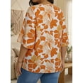 thumbnail image 6 of Oryer Womens Plus Size Tops V Neck 3/4 Bell Sleeve Womens Blouse, Trendy Tunic Summer Shirts for Women 1X-5X, 6 of 7