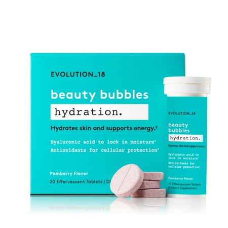 EVOLUTION_18 Beauty Bubbles Hydration Antioxidant Blend Tablets, Pomberry, 20 (Best Antioxidant Tablets For Skin)