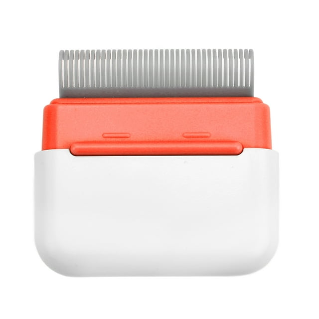 Pet Double Sided Comb, Removes Loose Hair Comfortable Pet Massaging Comb Stainless Steel Comb Teeth One Hand Control With Quadrate Storage Box For Cats For Dogs Orange