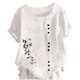 thumbnail image 2 of Xuyuer Women's Spring And Summer Block Print Round Neck Button Short Sleeve Casual T-Shirt, 2 of 5