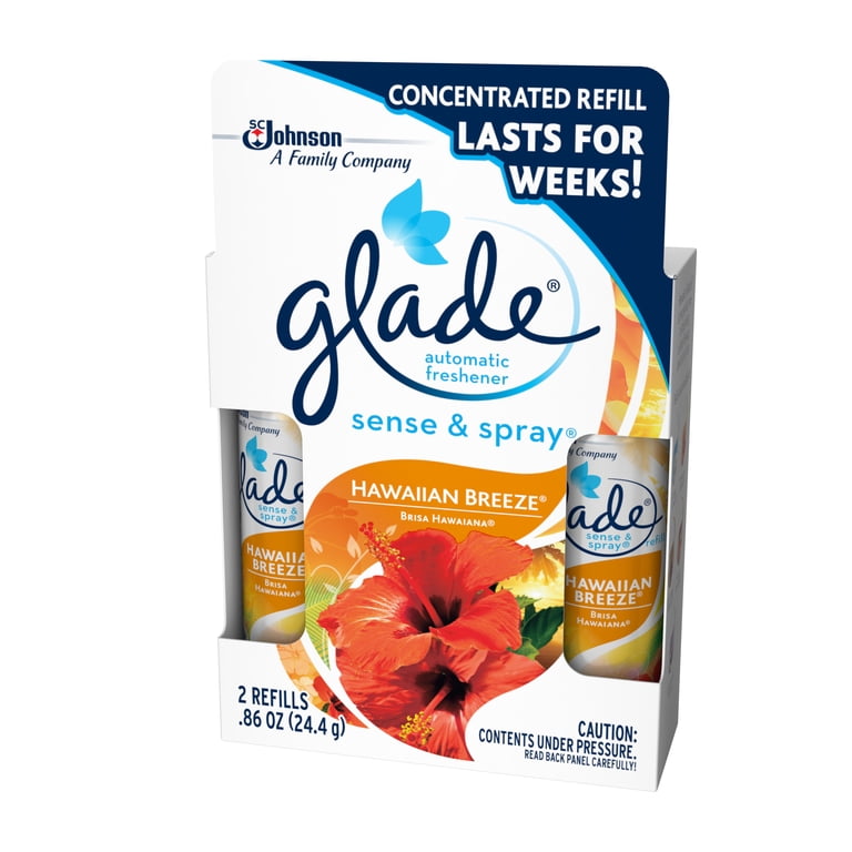 Glade Sense & Spray Automatic Air Freshener Refill, Hawaiian Breeze, 2 refills, 0.86 Ounces