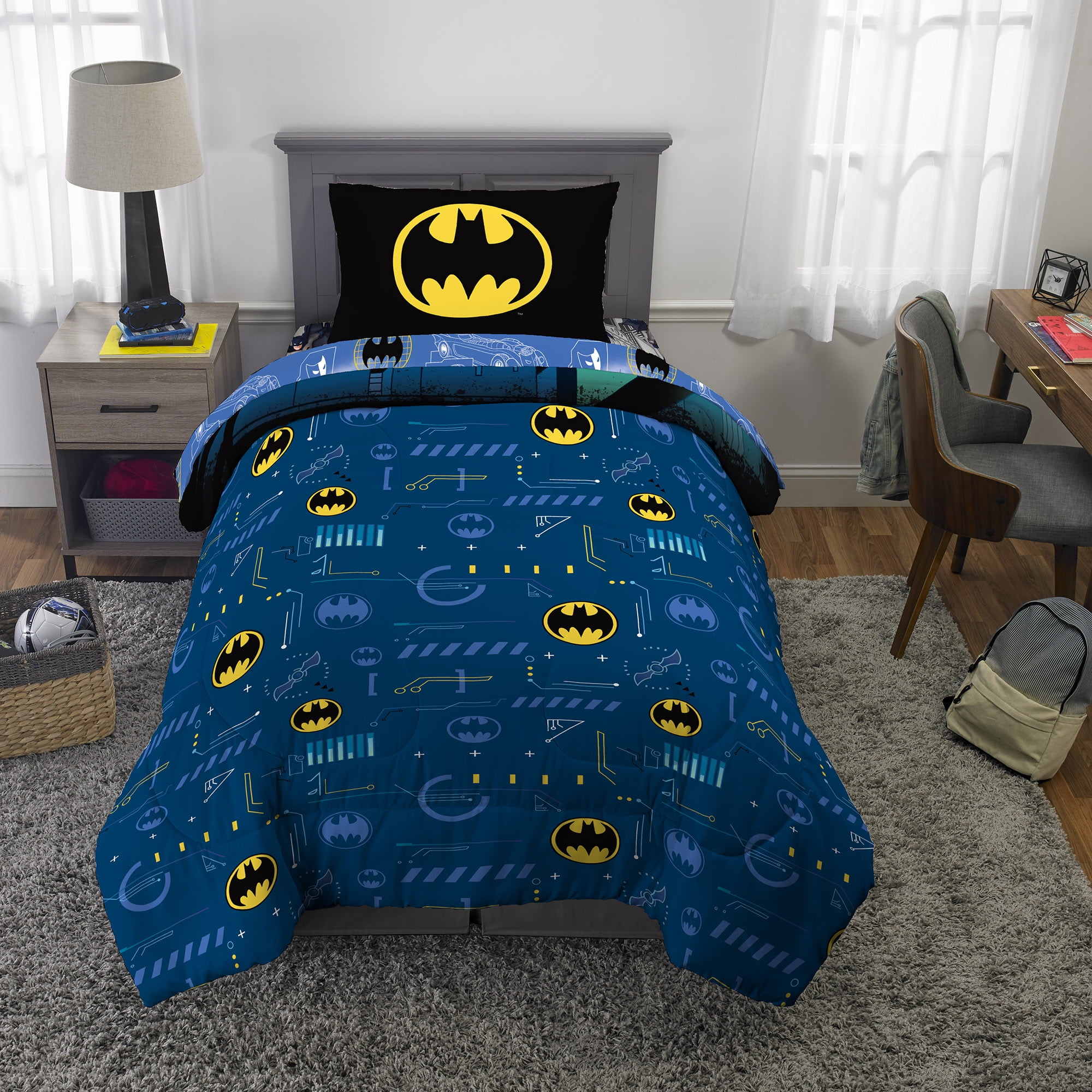 Batman Kids Comforter and Sham, 2-Piece Set, Twin/Full, Reversible ...