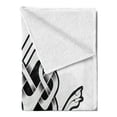 thumbnail image 2 of Celtic Soft Flannel Fleece Throw Blanket, Old Russian and Byzantine with Interlaced Curvy Lines and Dogs Heads Paws, Cozy Plush for Indoor and Outdoor Use, 50" x 60", Black and White, by Ambesonne, 2 of 5