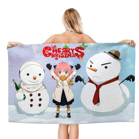 christmas spy x family anya Gifts Beach Towel for Women Girl Birthday Inspired Fan Bath Outdoor Music Lover