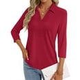 thumbnail image 2 of Fantaslook Womens Polo Shirts Business Casual 3/4 Sleeve Tops V Neck Dressy Work Blouses Office Clothes, 2 of 10