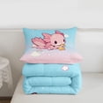 thumbnail image 5 of Erosebridal Cartoon Cute Axolotl Full Size Comforter Sets,Kawaii Stars Print Bedding Sets For Teens, Reversible 3pcs, 5 of 7