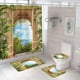 thumbnail image 1 of Juego de 4 cortinas de ducha con forma de pilar, juego de cortinas de ducha impermeables Rome Garden para baño con alfombras antideslizantes, tapa de inodoro y alfombrilla de baño, 12 ganchos de, 1 of 6