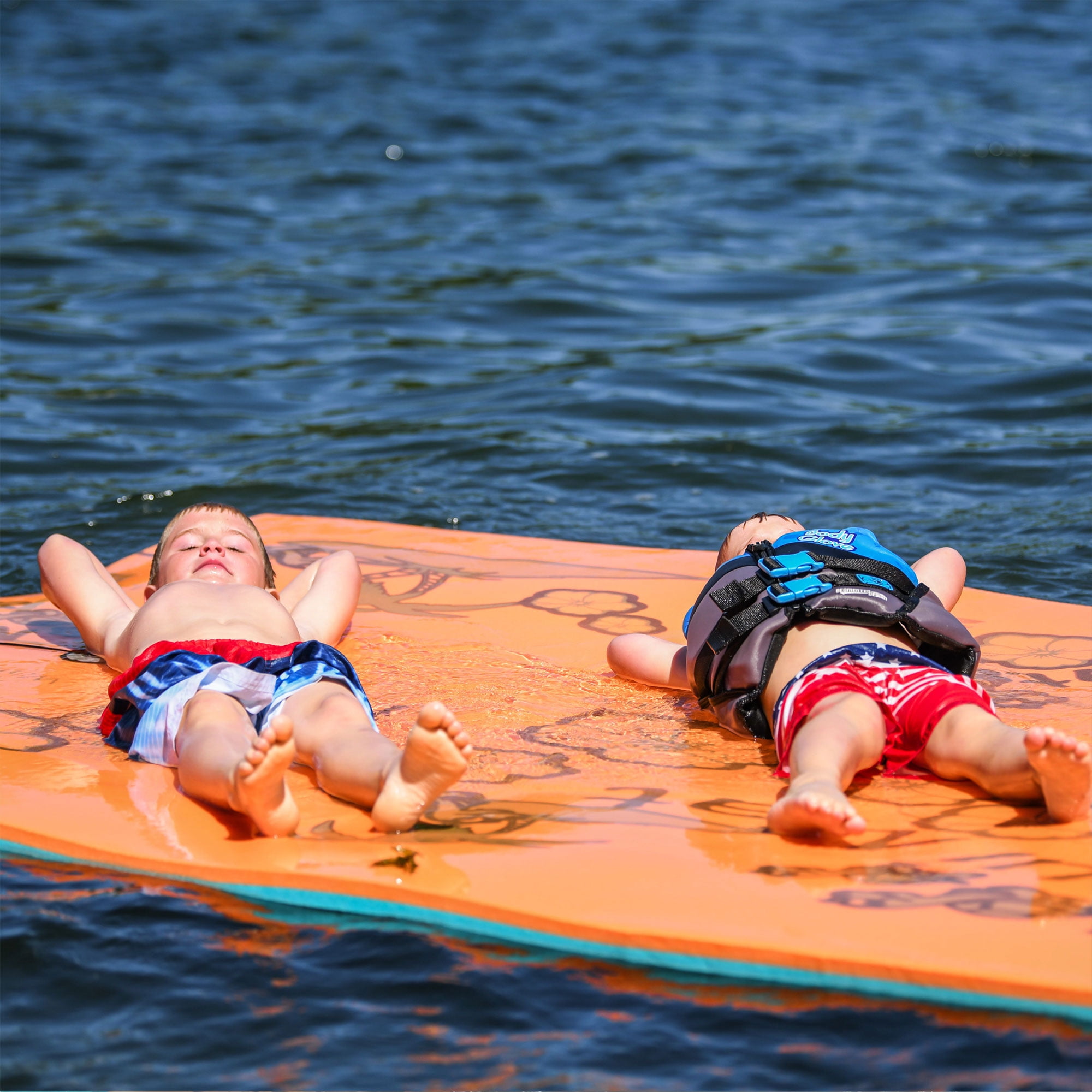 Aqua Lily Pad 20 Ft Maui Water Playground Foam Island Float, Orange/Teal