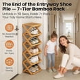 thumbnail image 3 of 2/3/4/5/6/7/8/9 Tier Bamboo Shoe Rack, no Installation Required, Foldable Shoe Rack, Multi-Layered Storage, Strong Load-Bearing Capacity, Space-Saving, for Indoor, Balcony, 3 of 7