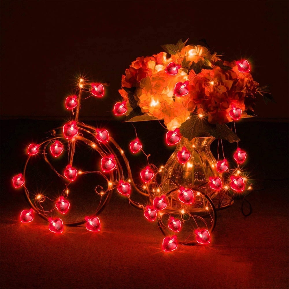 Set of 20 LED red love hearts fairy lights Christmas party XMAS Valentines gift 