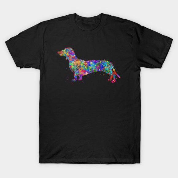 Dachshund Dog Elegant Wiener Dog Breed Portrait Minimalist Art Unisex T-Shirt, up to size 3XL.