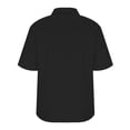 thumbnail image 5 of Women's Fashion Summer Solid Color Short Sleeve Lapel Full Button Detachable Button Shirt Top Black, 5 of 6