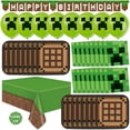 thumbnail image 1 of Kit de decoración para fiesta de cumpleaños de Minecraft para 16 personas, 1 of 6