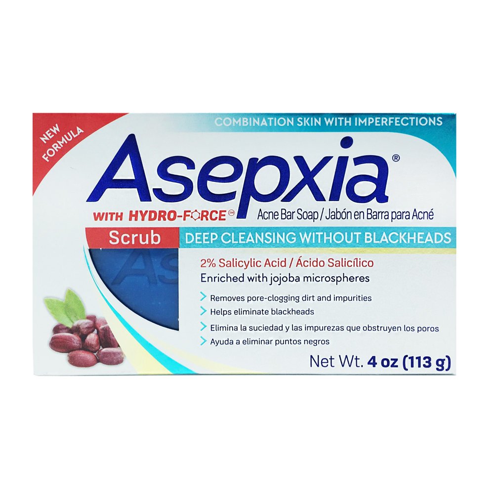 Asepxia Scrub Acne Bar Soap Deep Cleansing Without Blackheads, 4 Oz
