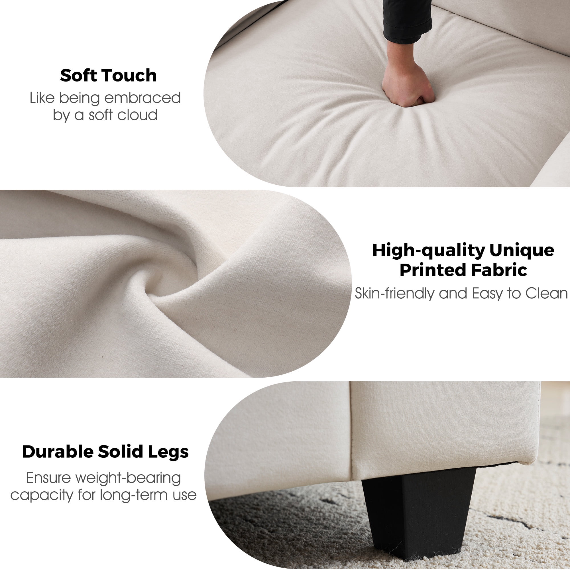 JULY'S SONG Oversized Accent Chair with Arms, Chenille Comfy Cloud Sofa Chairs in Living Room, Cozy Chair and a Half with Deep Seat, Modern Reading Chair for Bedroom, Beige