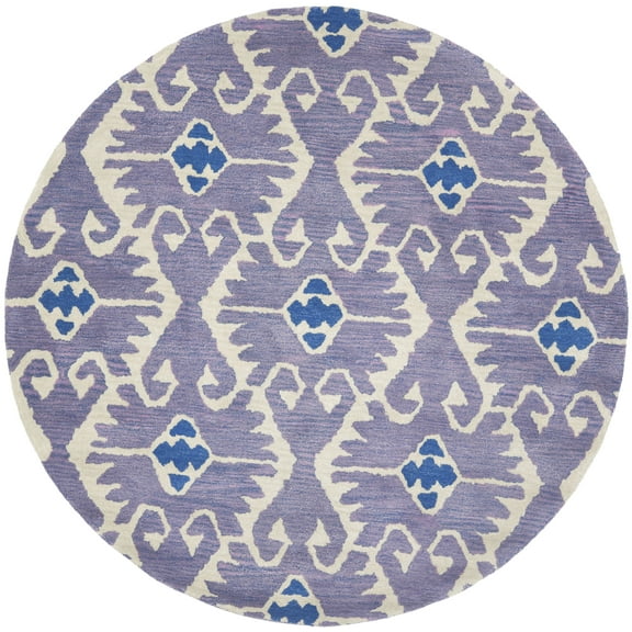 SAFAVIEH Wyndham Dzvonko Southwestern Wool Area Rug, Lavender/Ivory, 5' x 5' Round
