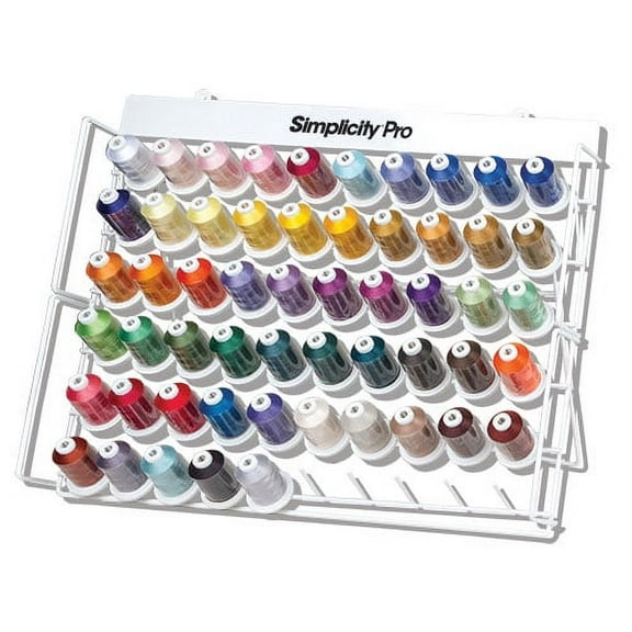 Brother 110 Cones Simplicity Pro Machine Embroidery Thread Set With 2 White Metal Storage Racks ETKS110