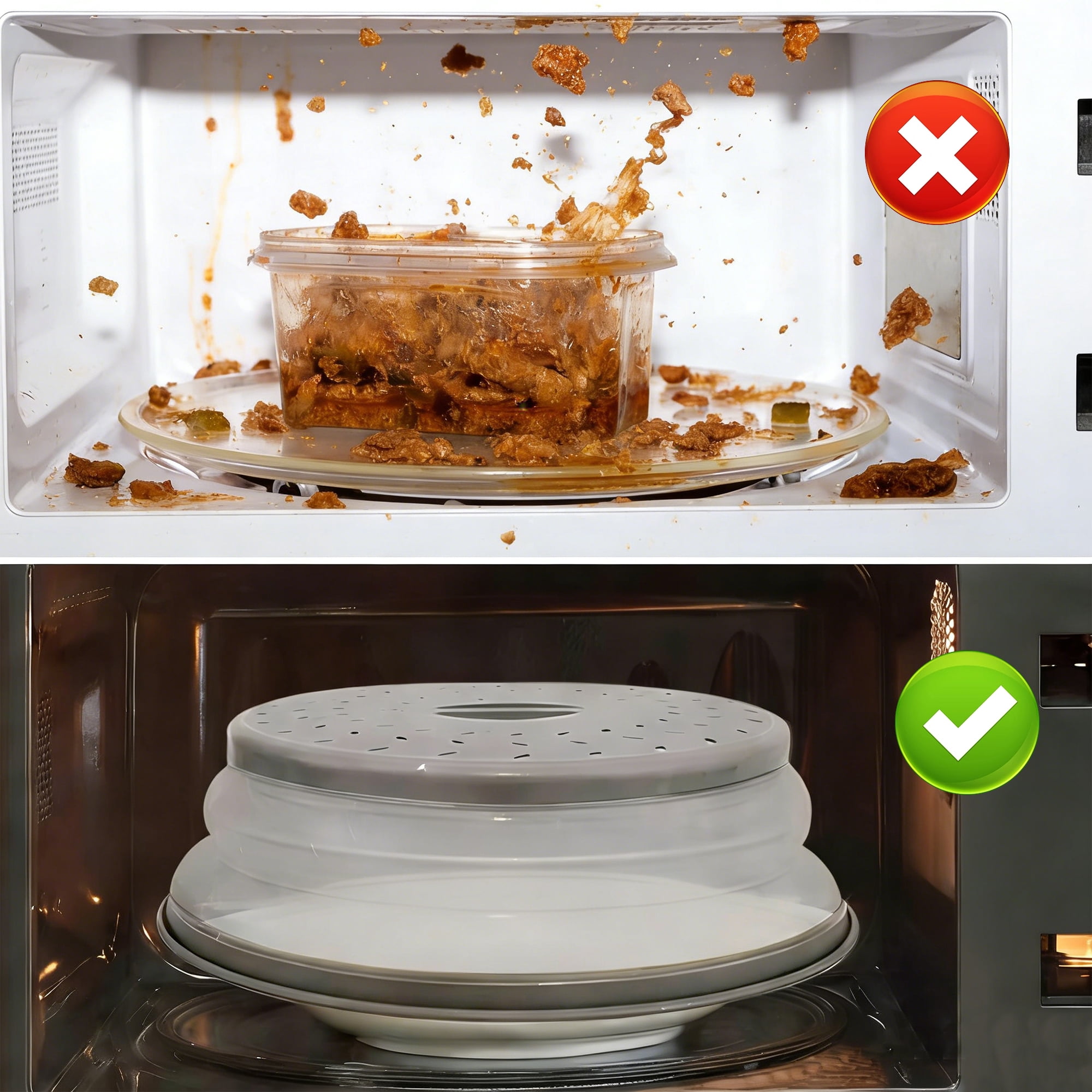 Collapsible Microwave Splatter Cover for Food, Foldable Microwave Food Cover with Steam Vents, Kitchen Plate Cover, Dishwasher Safe