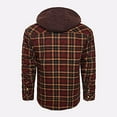 thumbnail image 5 of TFEOQRY Men's Casual Hooded Jacket Checkered Design Velvet Button Outwear with Pockets Long Sleeve Hooded Overcoat Red, 5 of 5