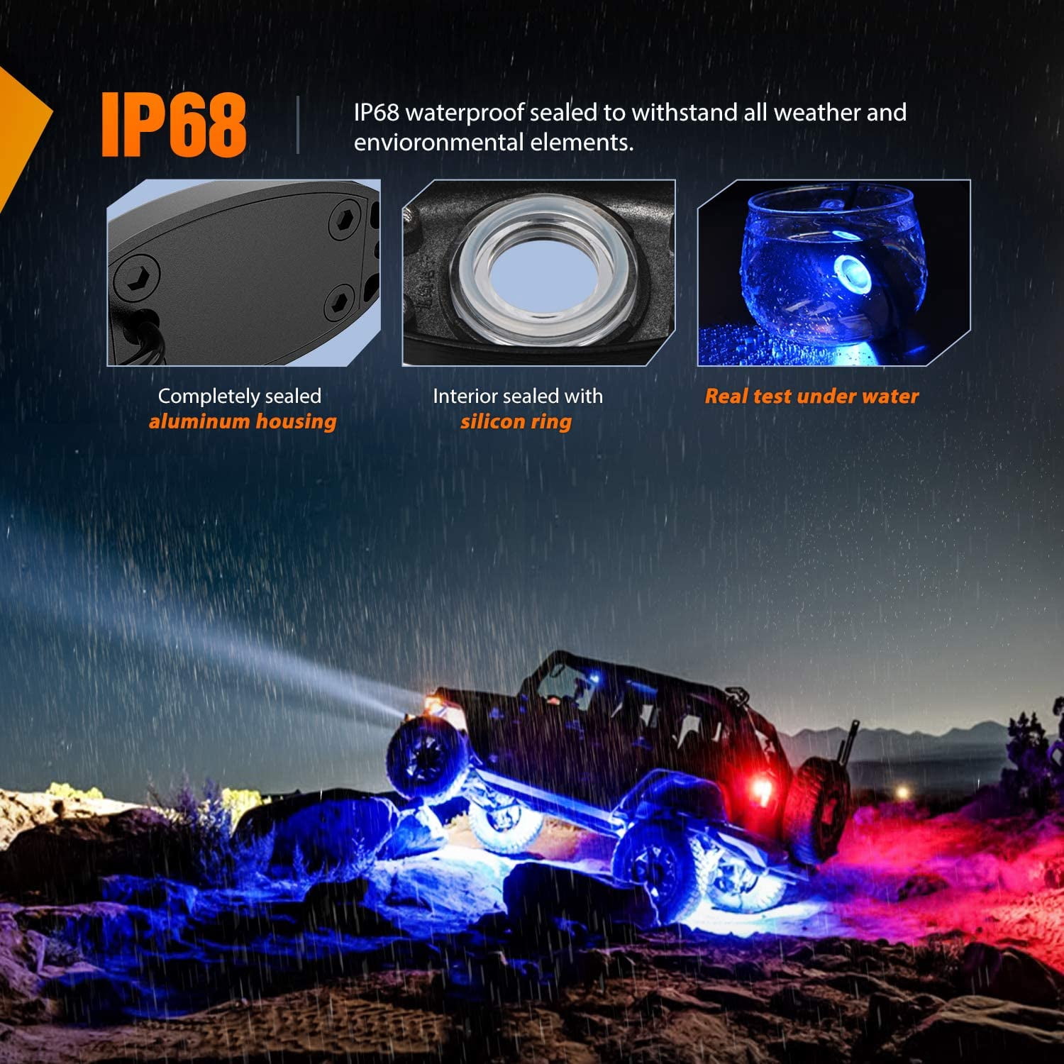 Nilight Led Rock Light 6Pcs Blue Light Pods Waterproof Under Body Wheel Well Light Exterior Interior Lights for Car Truck Pickups ATV UTV SUV Motorcycle Boat