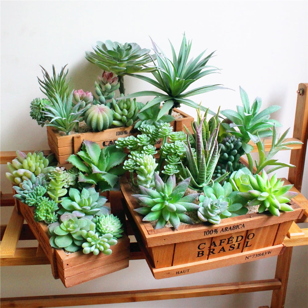 Artificial Plastic Succulent Cactus Potted Bonsai Plant Office Table Decorative 
