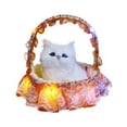 thumbnail image 2 of Cat Doll Sound Effect Lovely Luminescent Fine Workmanship Eye-catching Gift Cloth Animal Model Cat Flower Basket for Home Decoration, 2 of 8