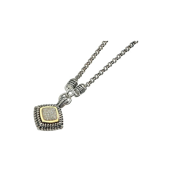 Shey Couture QTC3 Sterling Silver with 14k Gold Diamond Necklace