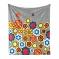 thumbnail image 1 of Floral Soft Flannel Fleece Throw Blanket, Flower Heads in Circular Shapes Modern Colorful Summer Girls Graphic Print, Cozy Plush for Indoor and Outdoor Use, 50" x 60", Multicolor, by Ambesonne, 1 of 6