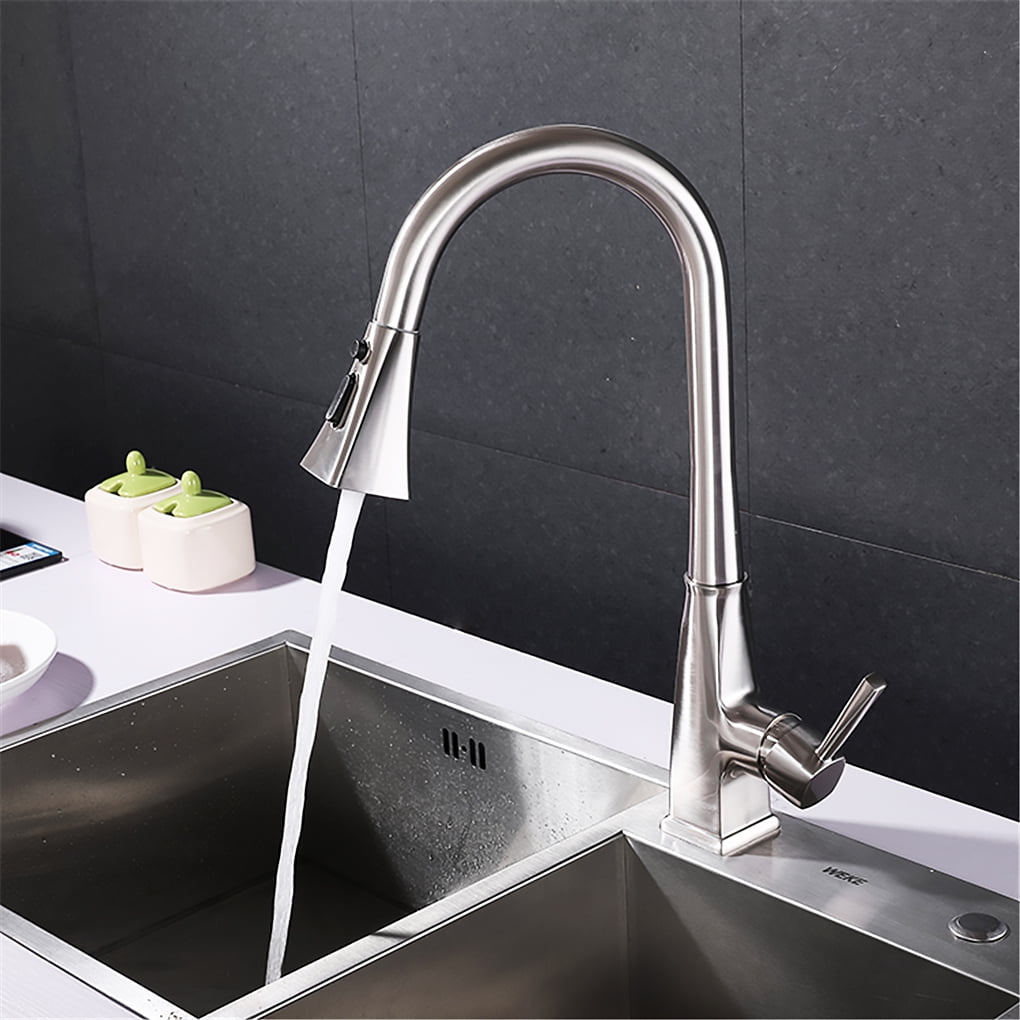 Kepooman Kitchen Sink Faucet, Kitchen Sink Water Tap, Brushed Pullout Kitchen Faucet with High Arc Tube Kepooman Kitchen Sink Faucet, Kitchen Sink Water Tap, Brushed Pullout Kitchen Faucet with High Arc Tube