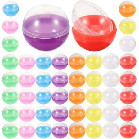 ABCISI 50 Pack Capsule Vending Machine Translucent, 1.7 Inch Empty Plastic Gumball Toys for DIY Craft Supplies, Easter Basket Stuffers Gifts Pinata Stuffers